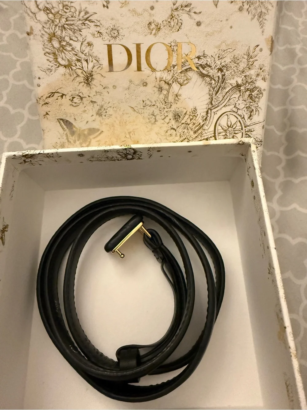 Dior Bobby fine calfskin Slim Belt with Gold-Tone